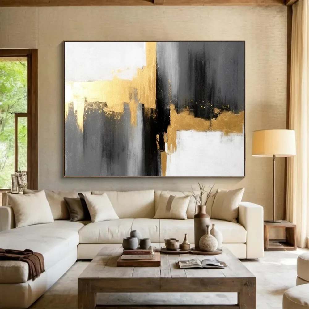 Leaf Original Black Contemporary Abstract Artwork 6332Y